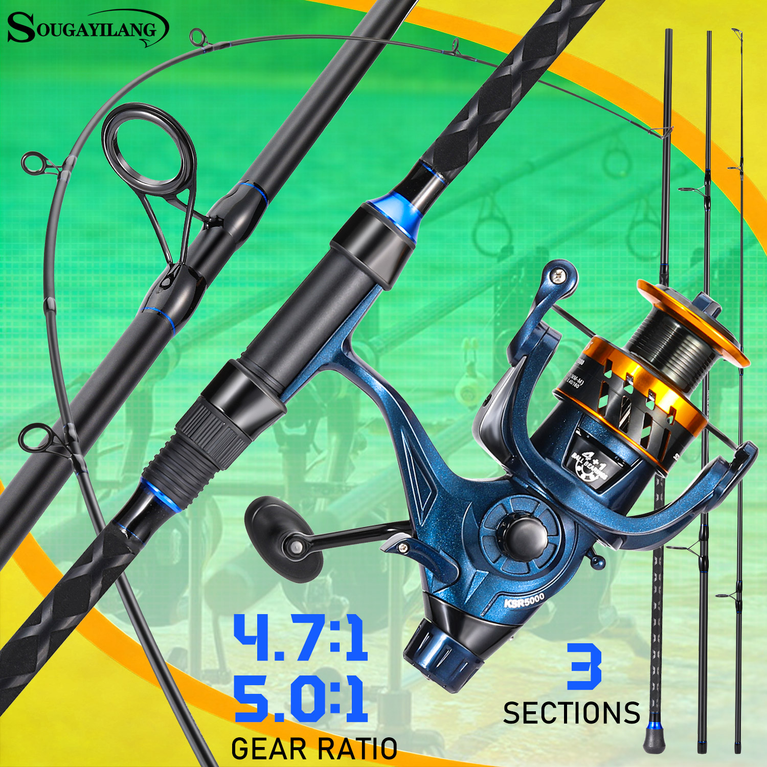Sougayilang 3 Sections Surf Fi - Fishing Rod Combo บทวิจารณ์และราคา
