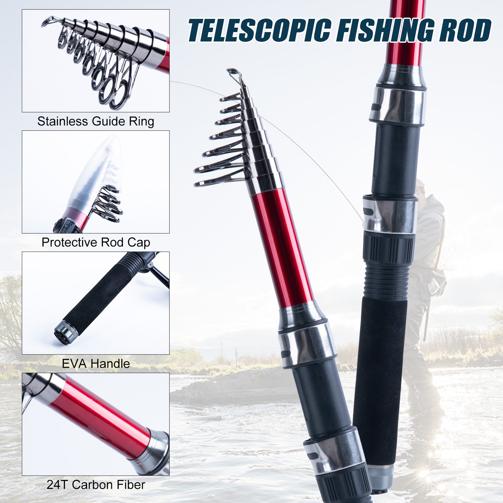 Goture Telescopic Fishing Rod  - Fishing Rod Carbon Fiber บทวิจารณ์และราคา