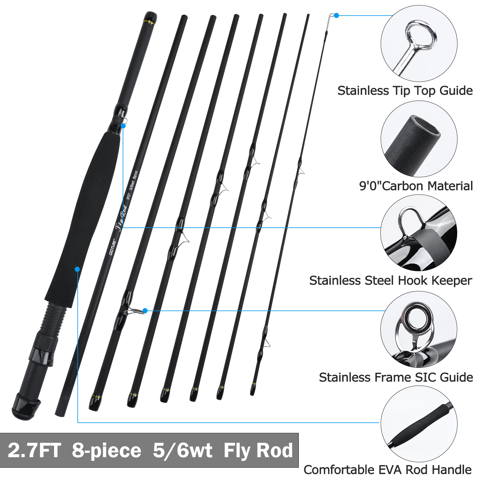 Goture 8Section Travel Fly Fis - Fishing Rod Fly บทวิจารณ์และราคา