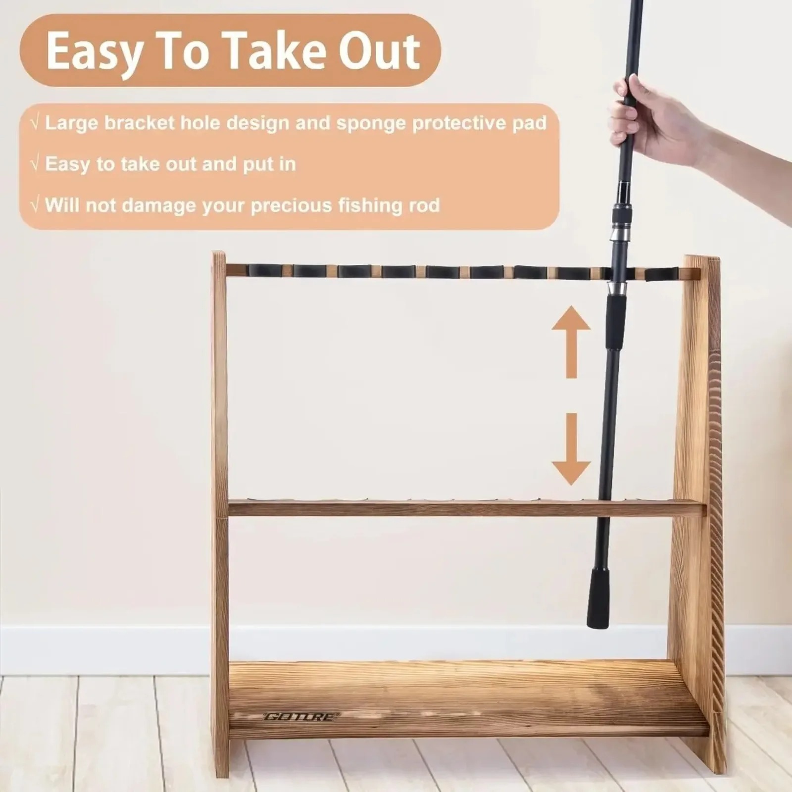 Goture 10 Slots Carbonized Pin - Fishing Rod Rack บทวิจารณ์และราคา