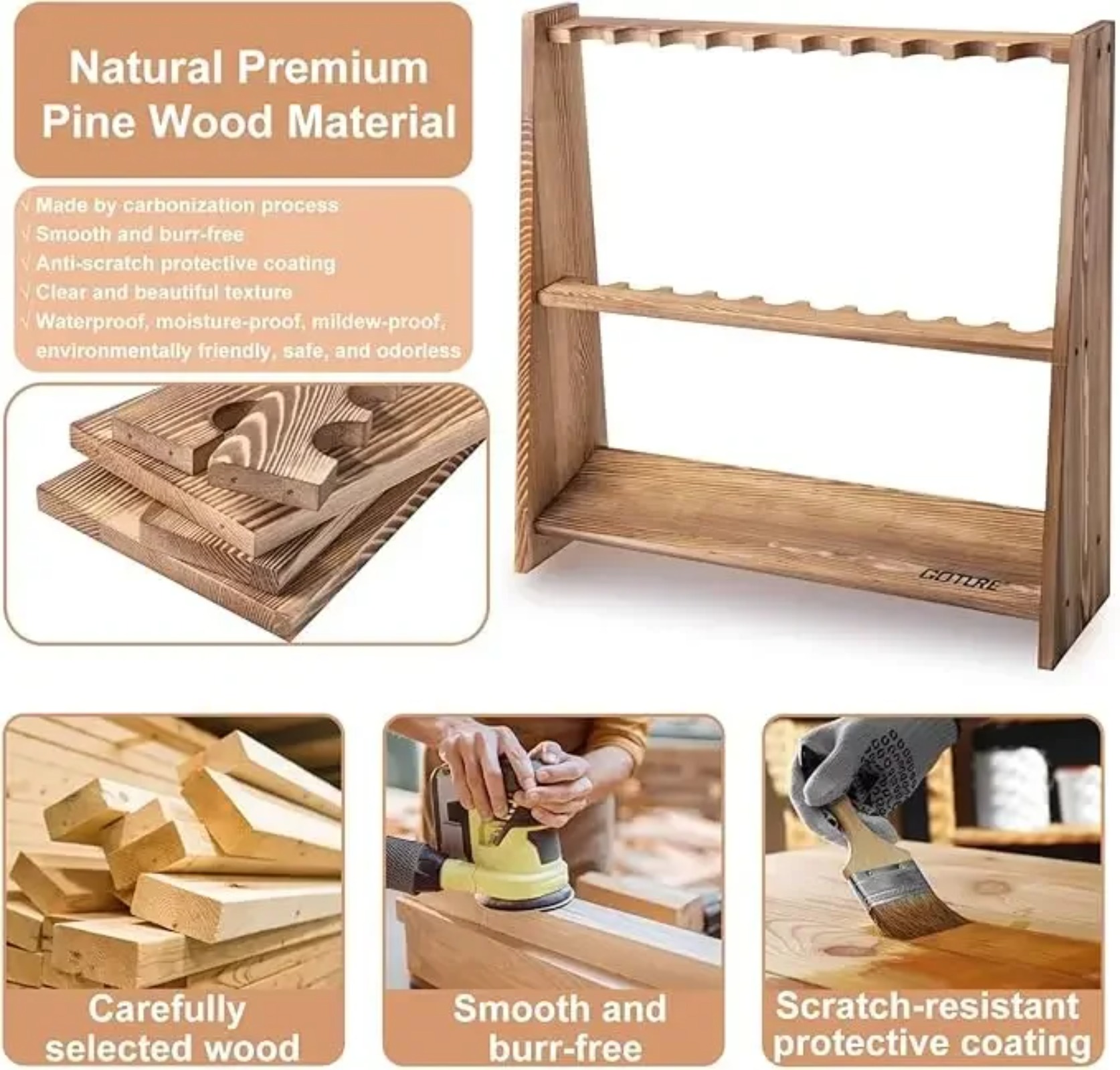 Goture Carbonized Pine Wood Fi - Fishing Rod Rack บทวิจารณ์และราคา