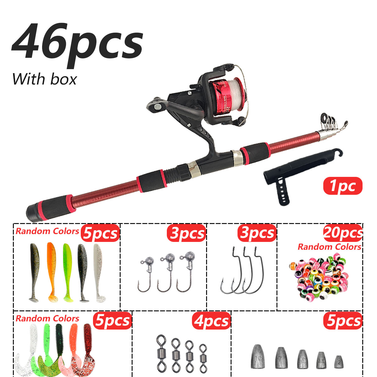 46Pcs Telescopic Fishing Rod R - Fishing Rod Combo บทวิจารณ์และราคา