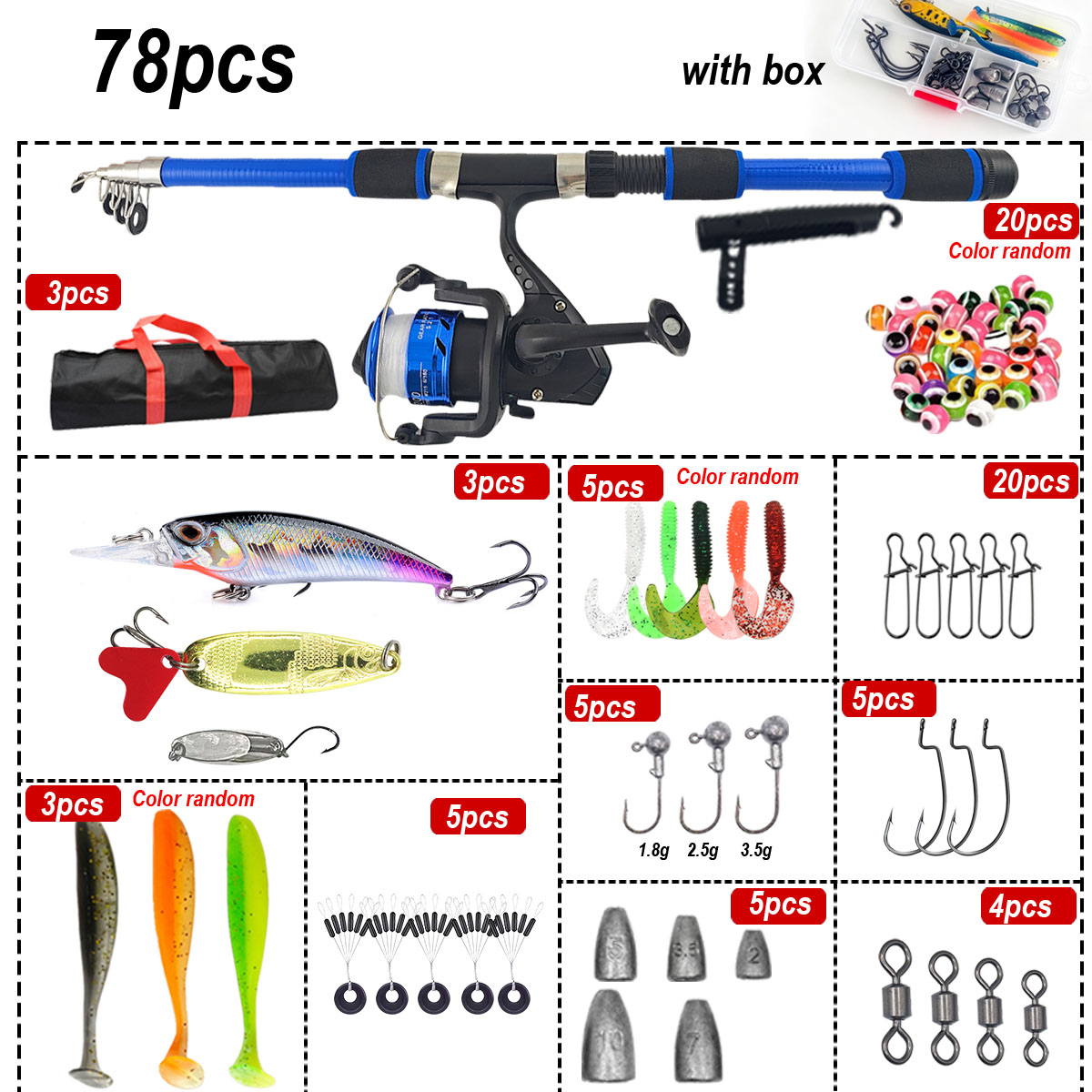 46Pcs Telescopic Fishing Rod R - Fishing Rod Combo บทวิจารณ์และราคา