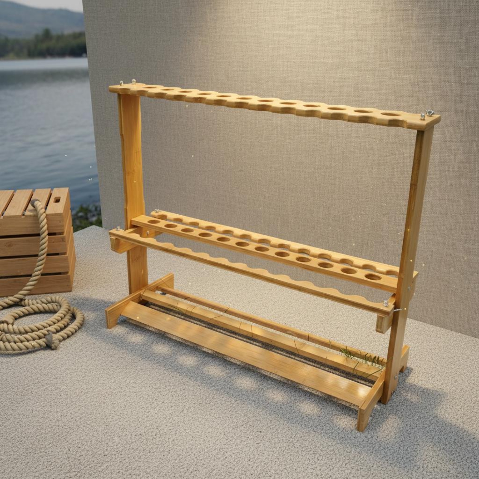 Bamboo Fishing Rod Rack Circul - Fishing Rod Rack บทวิจารณ์และราคา
