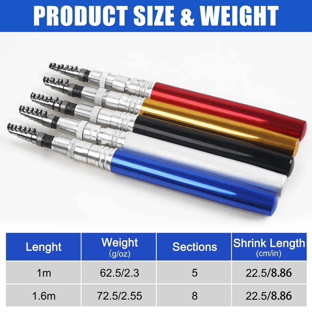 1.6m/1m Pocket Pen Fishing Rod - Fishing Rod Ice บทวิจารณ์และราคา